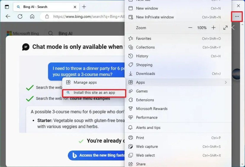 Installation de l'application Bing ChatGPT AI