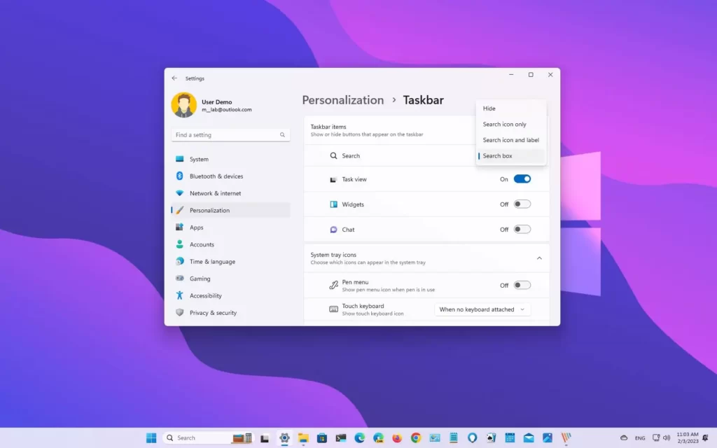 Comment changer la conception de la recherche dans la barre des tâches sur Windows 11