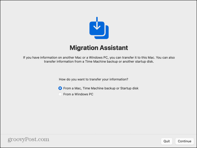 assistant de migration nouveau mac