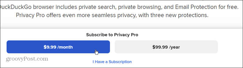 abonnez-vous à DuckDuckGo PrivacyPro annuellement ou annuellement