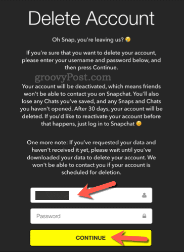 Supprimer un compte Snapchat sur un PC
