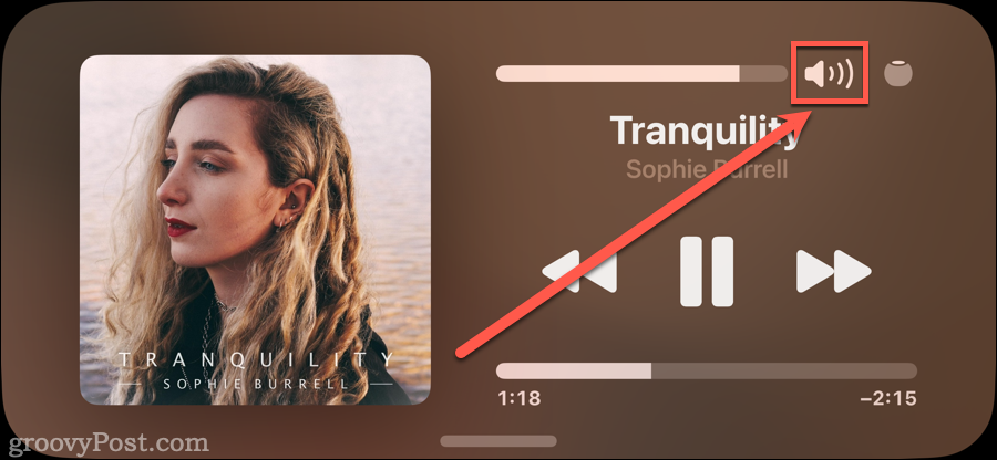Modification du volume dans le widget Apple Music Stamdby