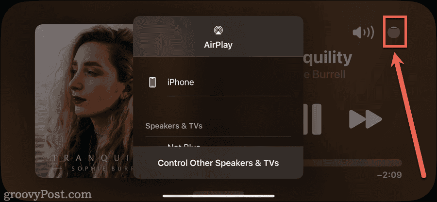 Changer AirPlay dans le widget de veille Apple Music