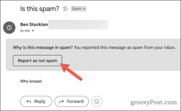 Signaler un e-mail Gmail comme non spam