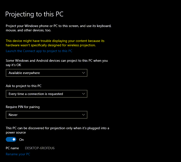 Comment pour réparer la projection sur ce PC est grisé sur un PC Windows 10