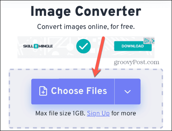 conversion gratuite choisir des fichiers