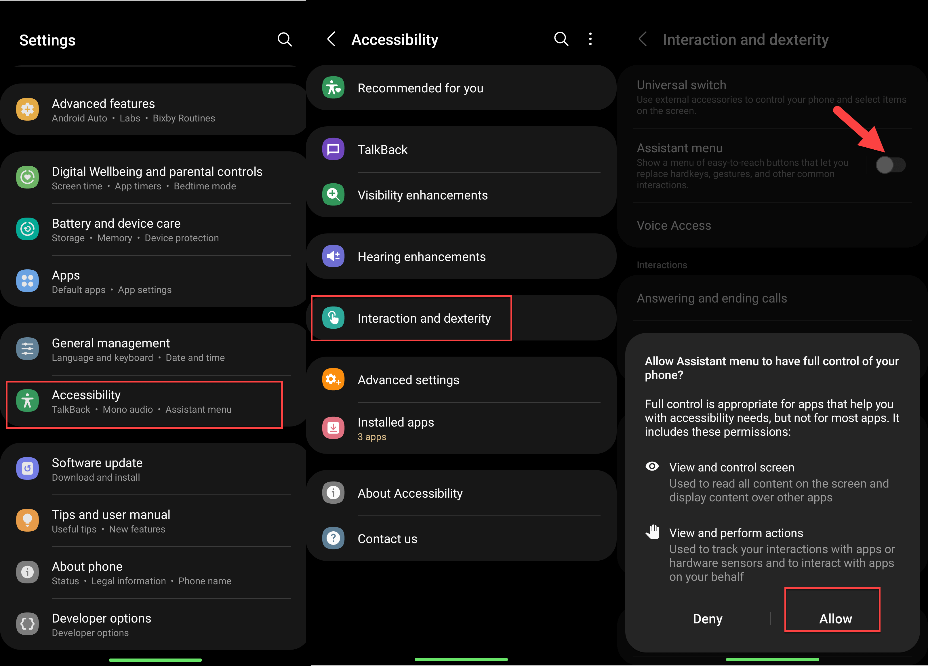 Activer le menu Assistant sur Samsung Galaxy (Android 12)