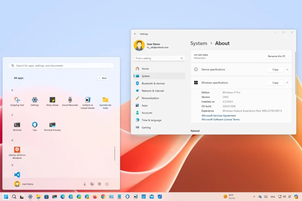 Windows 11 22635.3566 : Copilot au survol, Bureau restauré, nouveautés