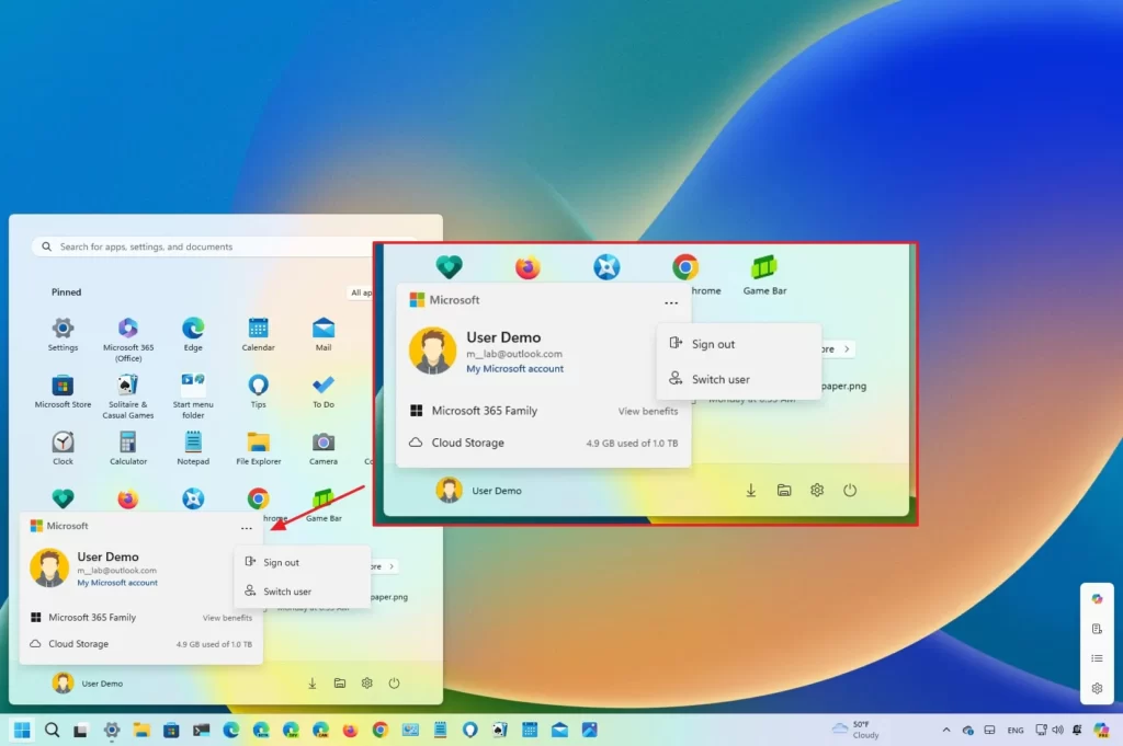 Windows 11 obtient un nouveau gestionnaire de compte pour le menu Démarrer (build 22635.3500)