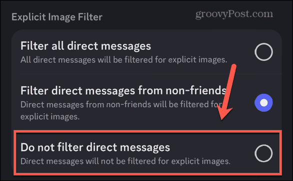 Discord ne filtre pas les messages directs