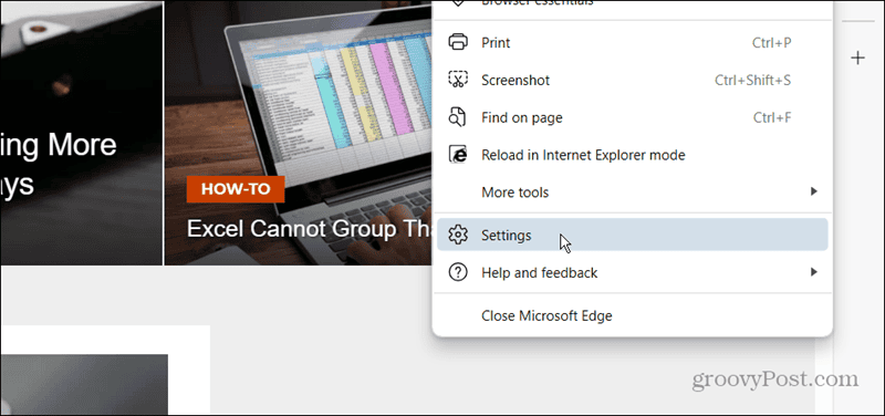Paramètres Microsoft Edge