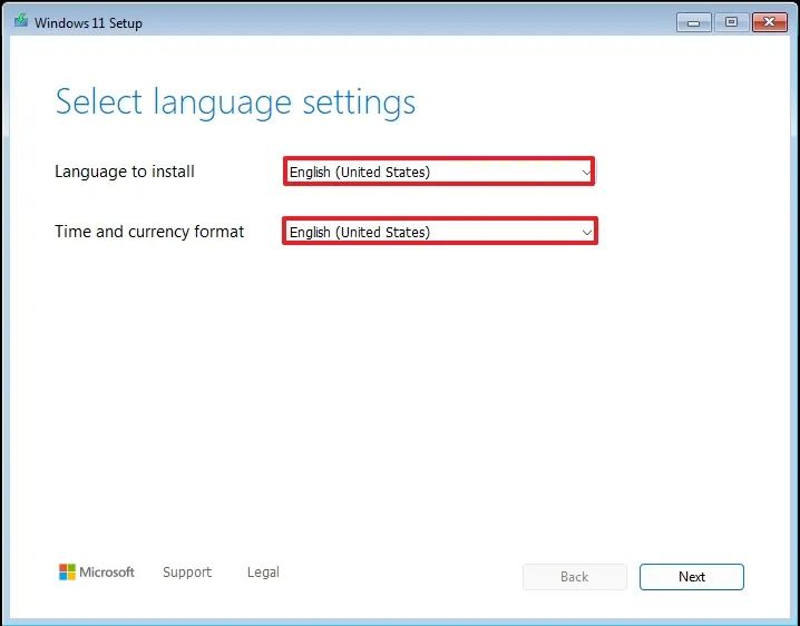 Option de langue de configuration de Windows 11 24H2