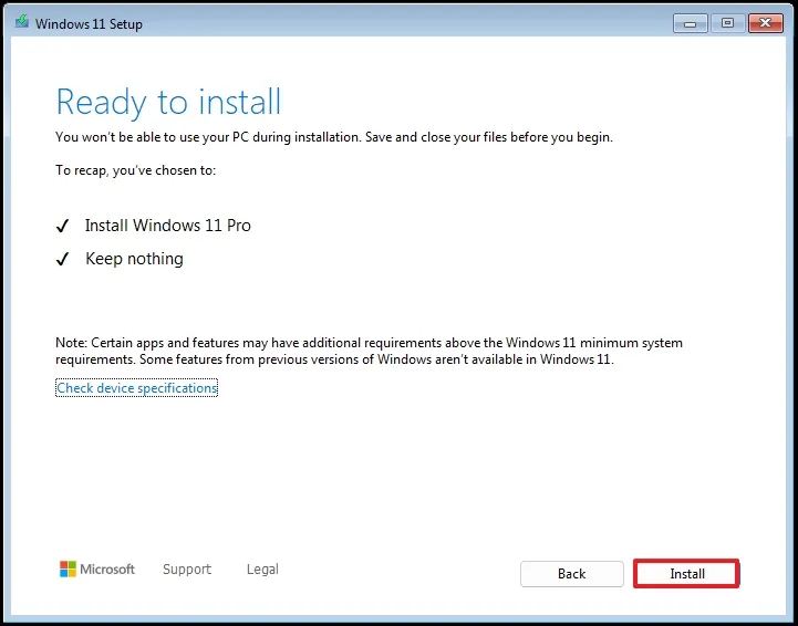 Installation propre de Windows 11 24H2