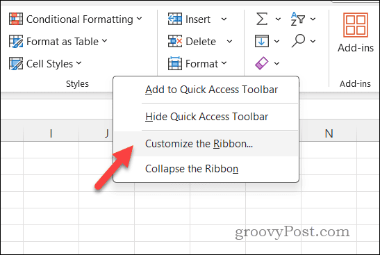 Personnalisation du ruban Excel