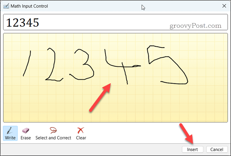 Utilisation de l'outil Ink to Math dans Excel