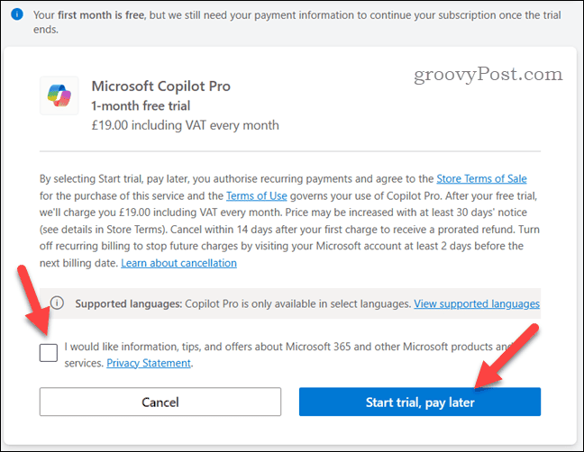 Accepter l'essai Copilot sous Windows Accepter l'essai Copilot sous Windows