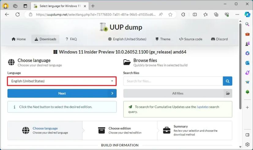 Langage ISO de vidage UUP