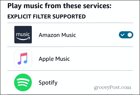 filtre explicite Alexa pris en charge
