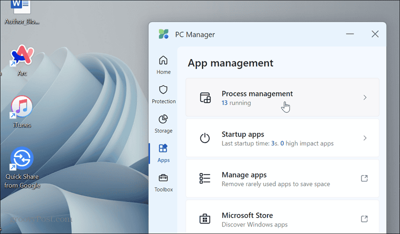 gestion des applications PC Manager gestion des applications PC Manager