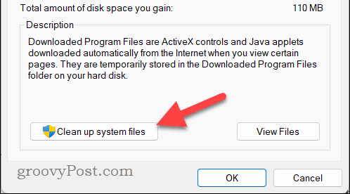Nettoyer les fichiers système avec le nettoyage de disque