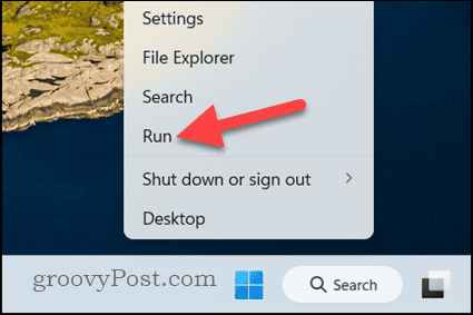 Ouverture d'Exécuter sous Windows