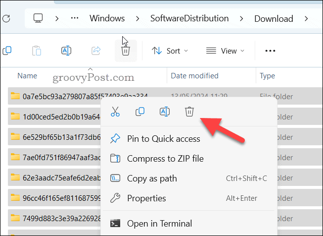 Suppression des fichiers de cache Windows Update