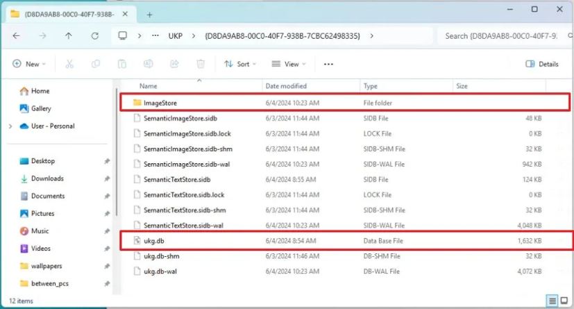Rappeler le dossier ImageStore