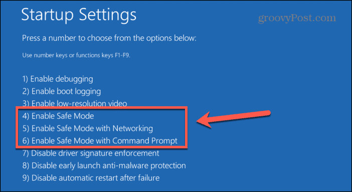 options du mode sans échec de Windows 11