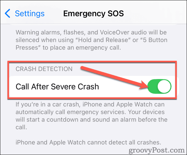 Paramètres iOS - Détection de crash