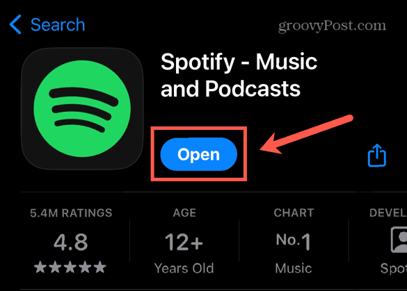 Spotify ouvre l'application