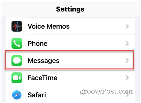 option messages paramètres iphone