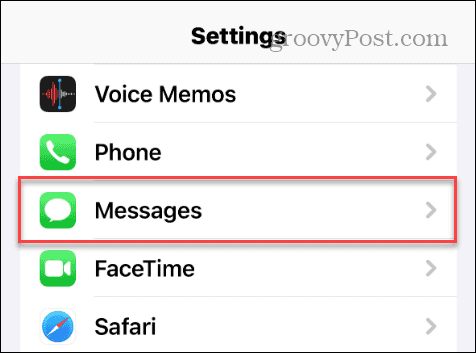 option de messages paramètres iPhone