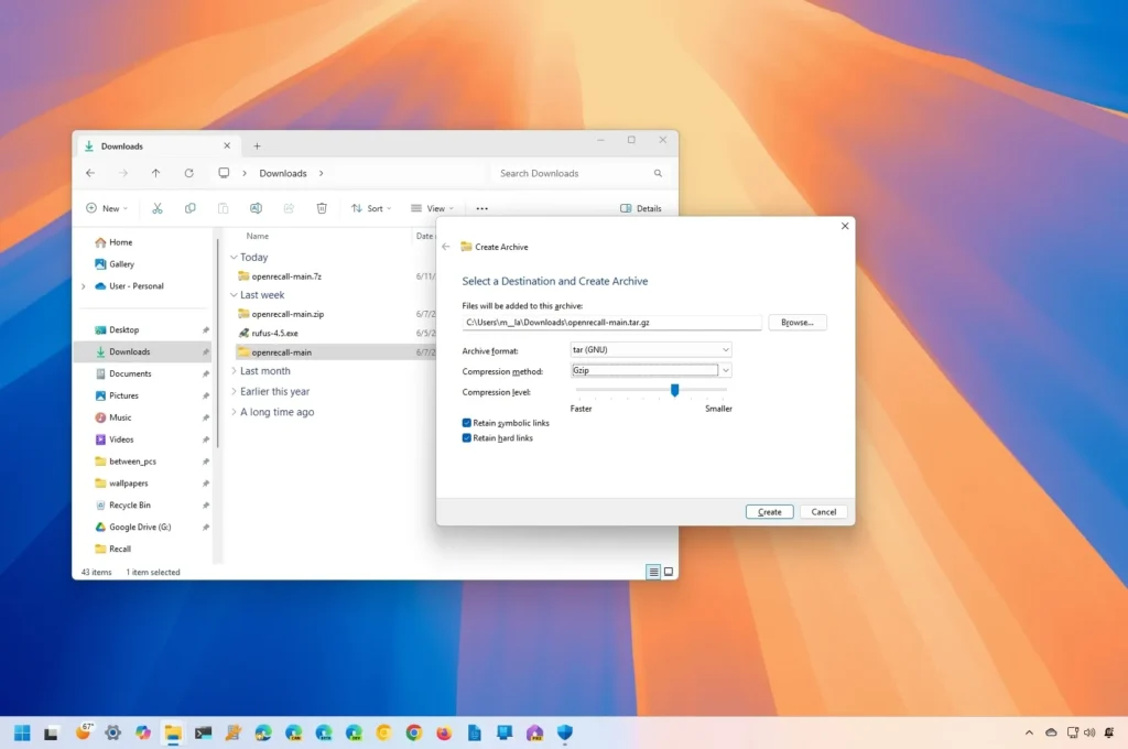 Comment créer des fichiers au format d’archives TAR, 7z, Zip sous Windows 11