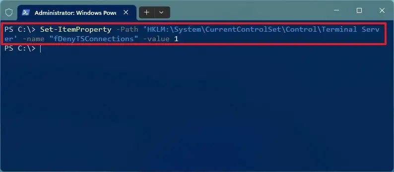 PowerShell désactive RDP