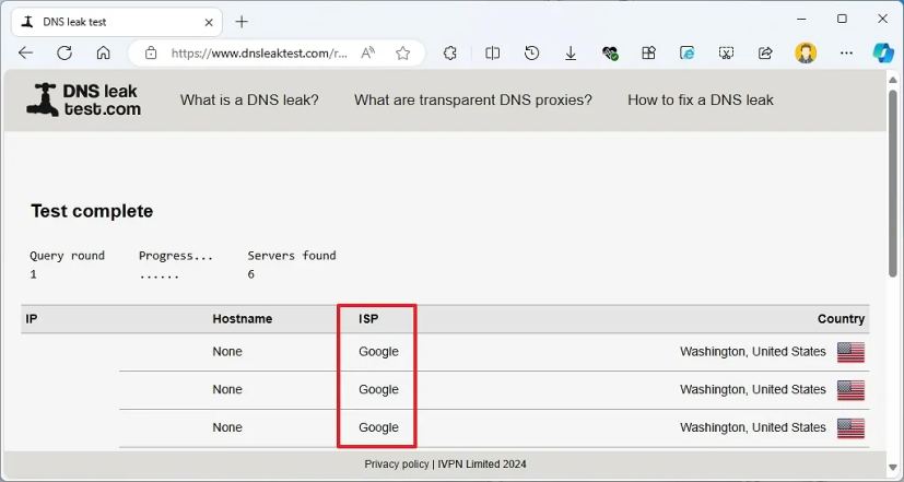 Test de fuite DNS