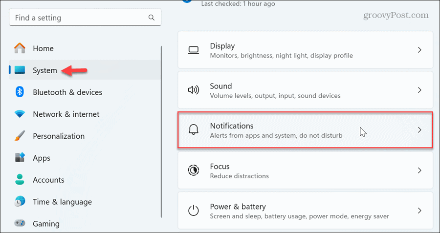 Notifications système Notifications système