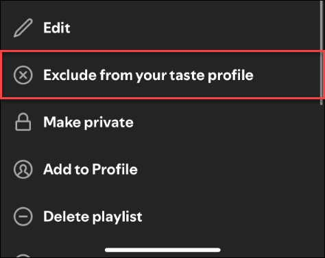 exclure de votre profil gustatif