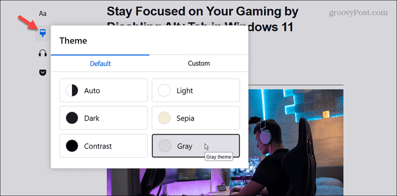 changer le thème de la vue du lecteur Firefox