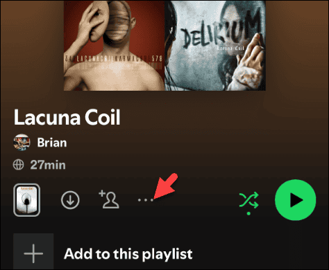 bouton de menu de l'application Spotify