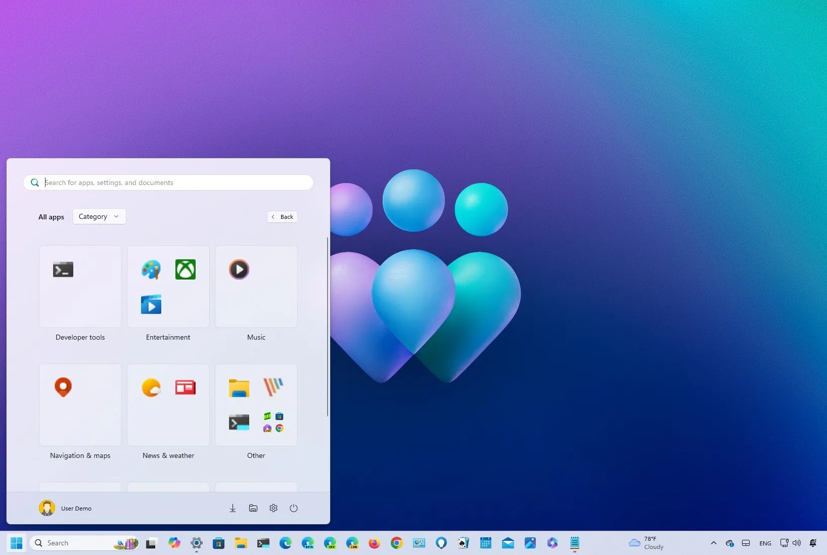 Windows 11 build 22635.4010 (KB5041869) apporte une nouvelle vue de catégorie au menu Démarrer
