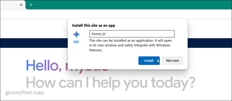 nommer et installer gemini en tant que pwa sur windows