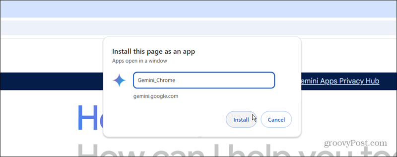 tapez le nom de l'application Google Gemini