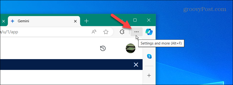 Cliquez sur les paramètres et plus encore sur le bouton à trois points Microsoft Edge